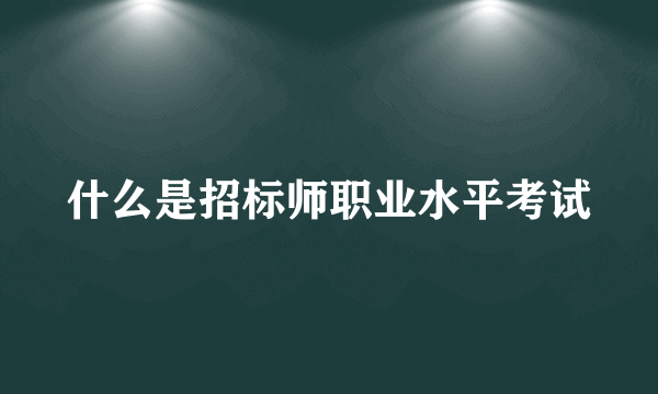 什么是招标师职业水平考试