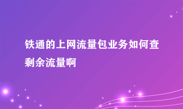 铁通的上网流量包业务如何查剩余流量啊