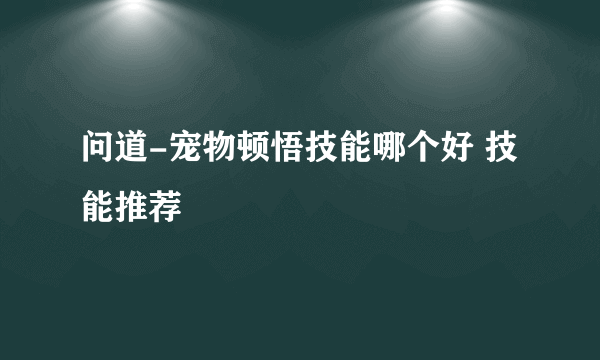 问道-宠物顿悟技能哪个好 技能推荐