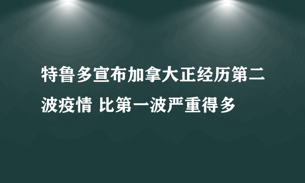 特鲁多宣布加拿大正经历第二波疫情 比第一波严重得多