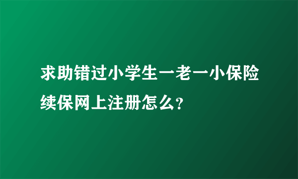 求助错过小学生一老一小保险续保网上注册怎么？