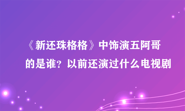 《新还珠格格》中饰演五阿哥的是谁？以前还演过什么电视剧