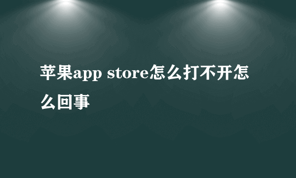 苹果app store怎么打不开怎么回事