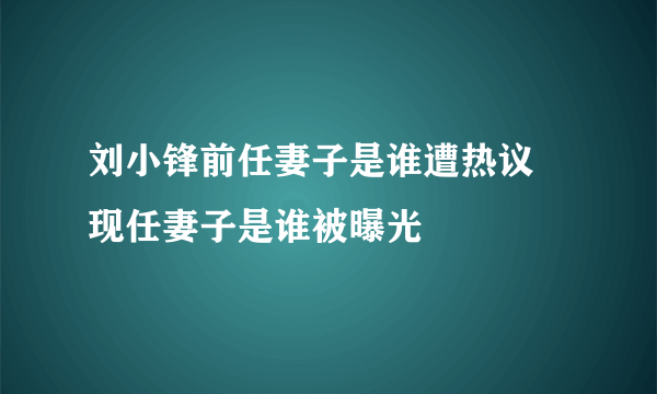 刘小锋前任妻子是谁遭热议  现任妻子是谁被曝光