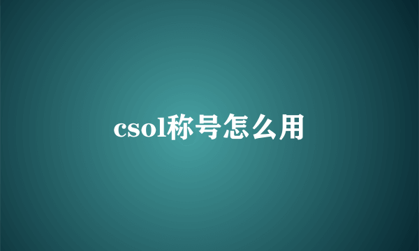 csol称号怎么用