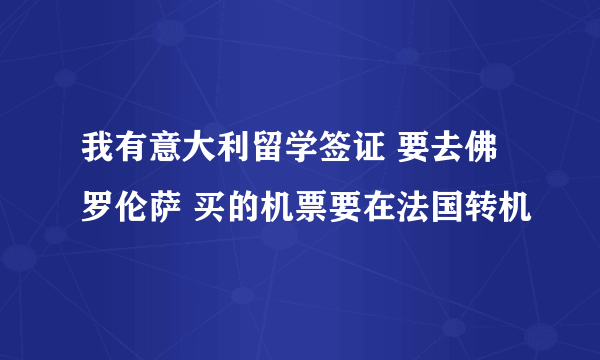 我有意大利留学签证 要去佛罗伦萨 买的机票要在法国转机