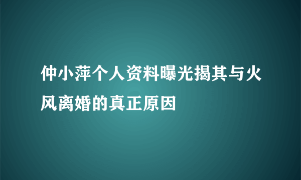 仲小萍个人资料曝光揭其与火风离婚的真正原因