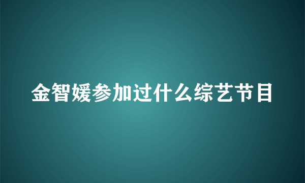 金智媛参加过什么综艺节目