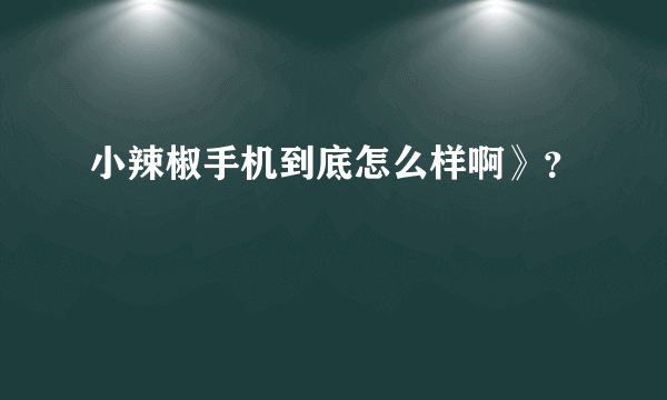 小辣椒手机到底怎么样啊》？