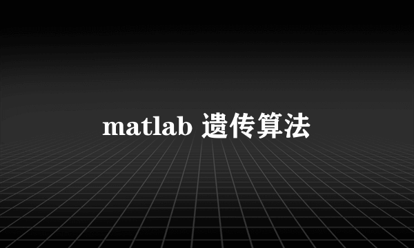 matlab 遗传算法