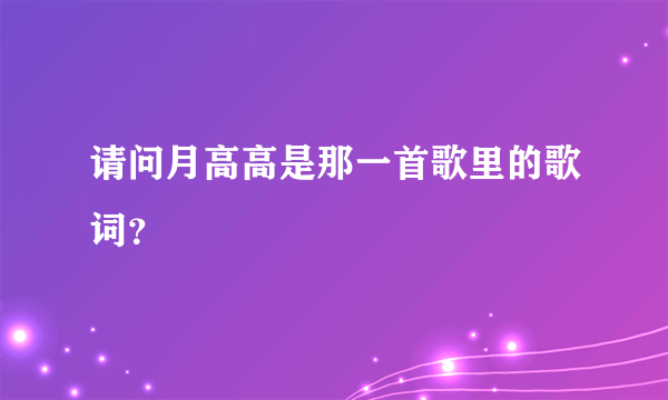 请问月高高是那一首歌里的歌词？