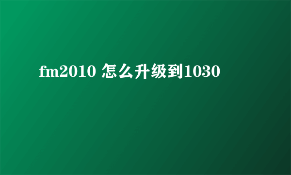 fm2010 怎么升级到1030