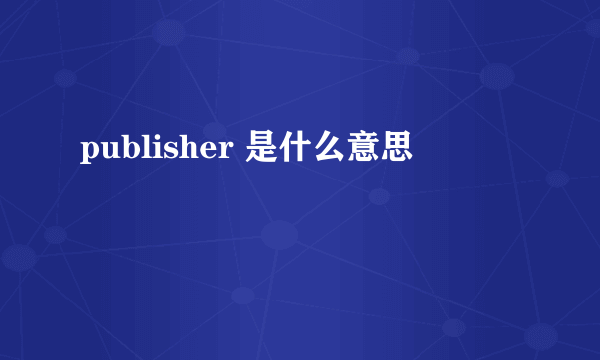 publisher 是什么意思