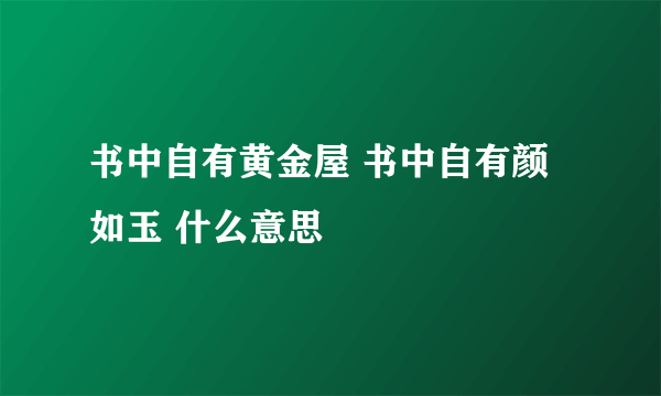 书中自有黄金屋 书中自有颜如玉 什么意思