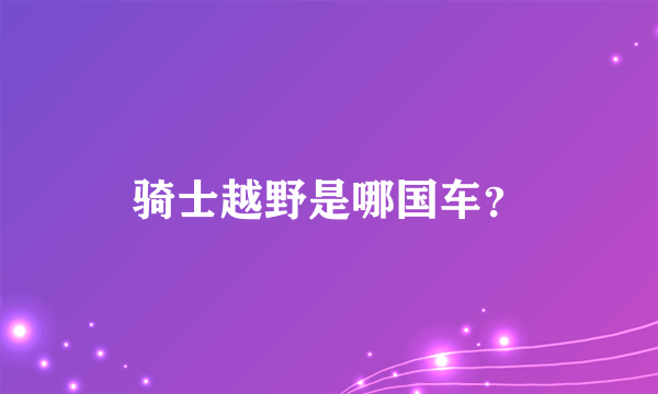 骑士越野是哪国车？