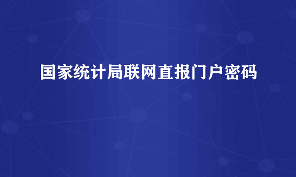 国家统计局联网直报门户密码