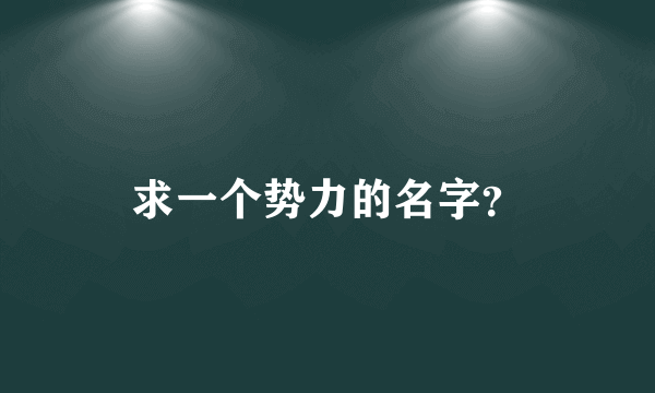 求一个势力的名字？