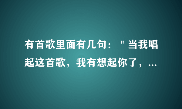 有首歌里面有几句：＂当我唱起这首歌，我有想起你了，还记得那一天，我们都很快乐＂，歌名是什么？