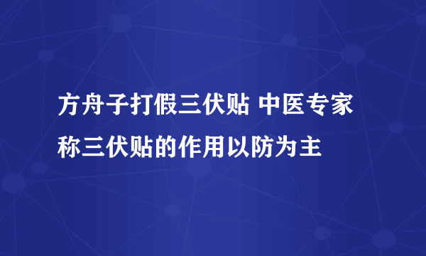 方舟子打假三伏贴 中医专家称三伏贴的作用以防为主