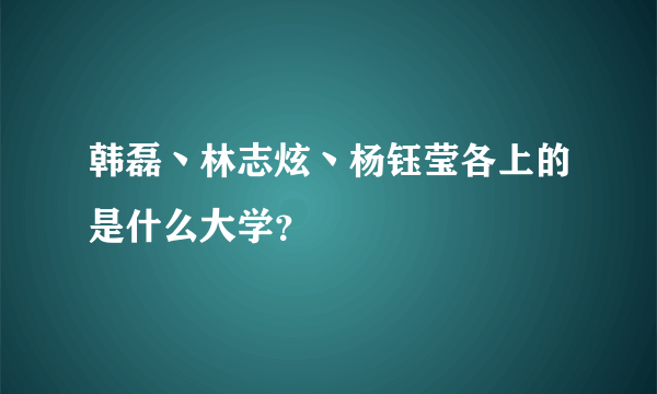 韩磊丶林志炫丶杨钰莹各上的是什么大学？