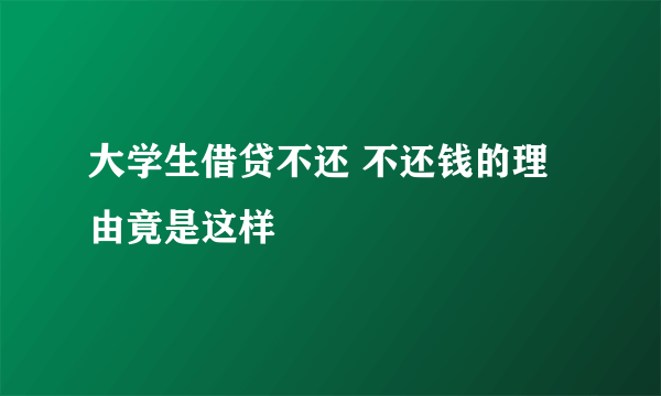 大学生借贷不还 不还钱的理由竟是这样