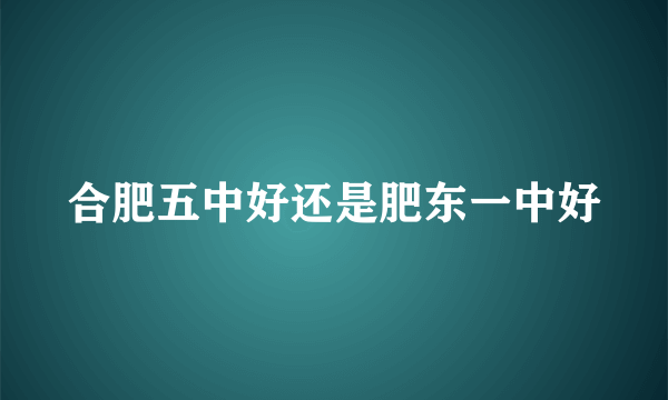 合肥五中好还是肥东一中好