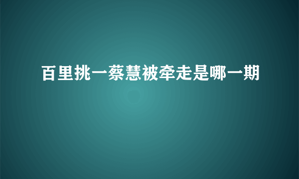 百里挑一蔡慧被牵走是哪一期