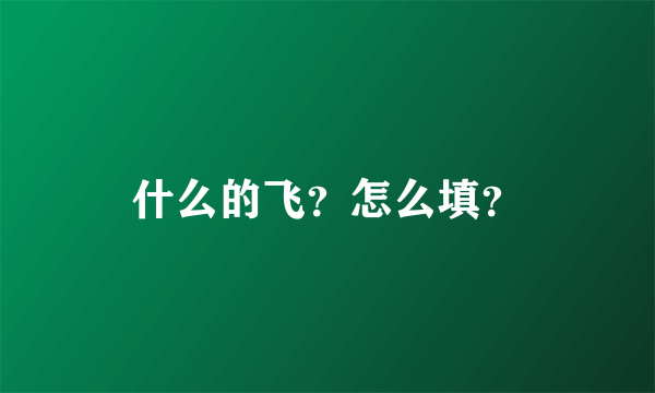 什么的飞？怎么填？