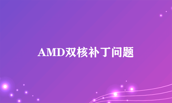 AMD双核补丁问题