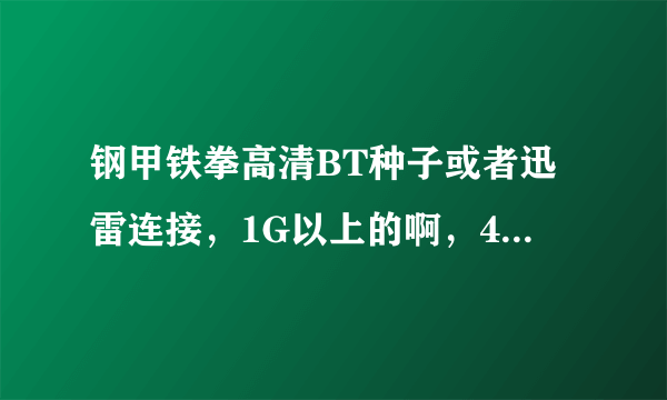 钢甲铁拳高清BT种子或者迅雷连接，1G以上的啊，400多MB的就不要了