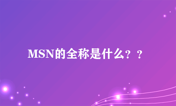 MSN的全称是什么？？