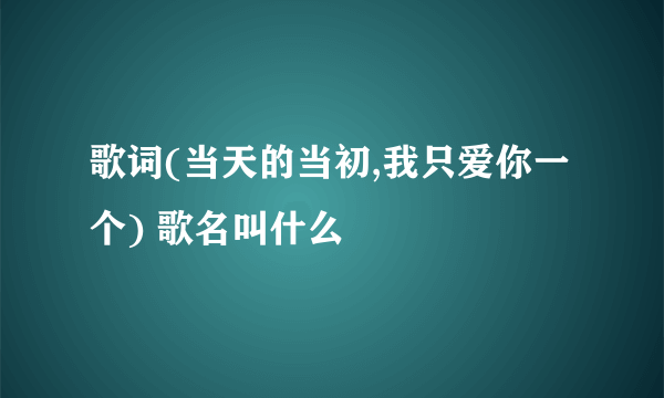 歌词(当天的当初,我只爱你一个) 歌名叫什么