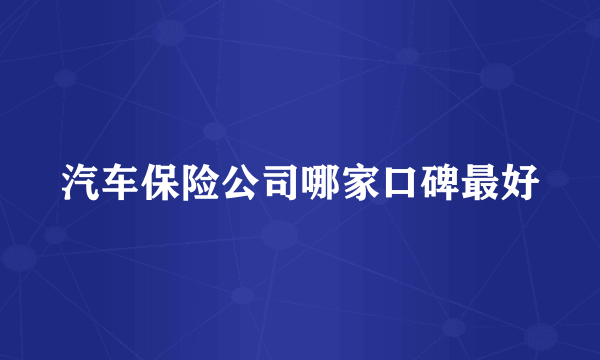 汽车保险公司哪家口碑最好