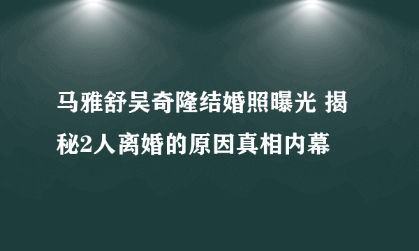 马雅舒吴奇隆结婚照曝光 揭秘2人离婚的原因真相内幕