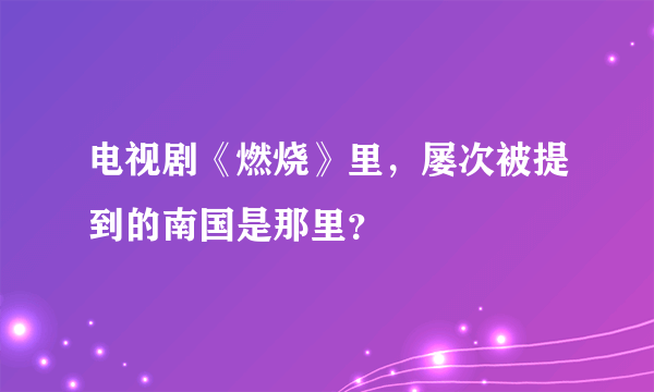 电视剧《燃烧》里，屡次被提到的南国是那里？