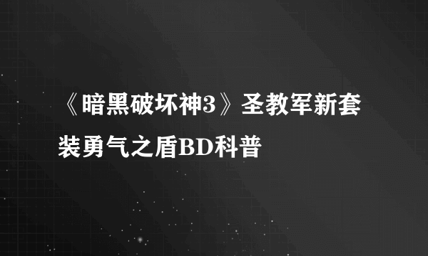 《暗黑破坏神3》圣教军新套装勇气之盾BD科普