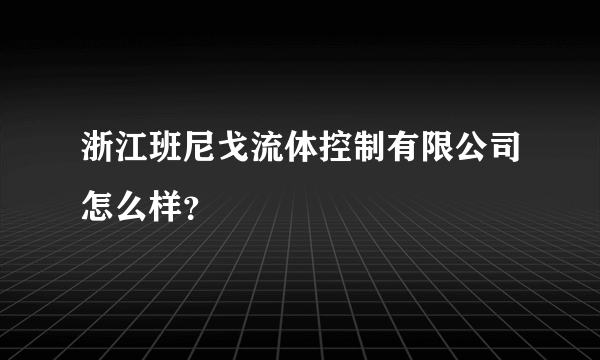 浙江班尼戈流体控制有限公司怎么样？