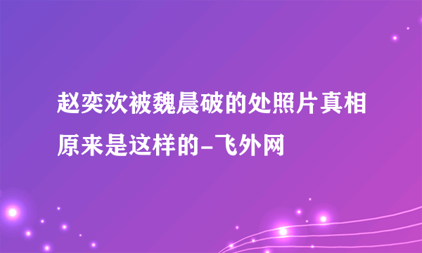 赵奕欢被魏晨破的处照片真相原来是这样的-飞外网