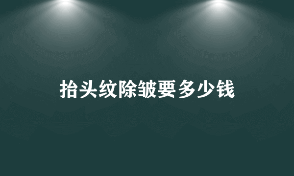 抬头纹除皱要多少钱