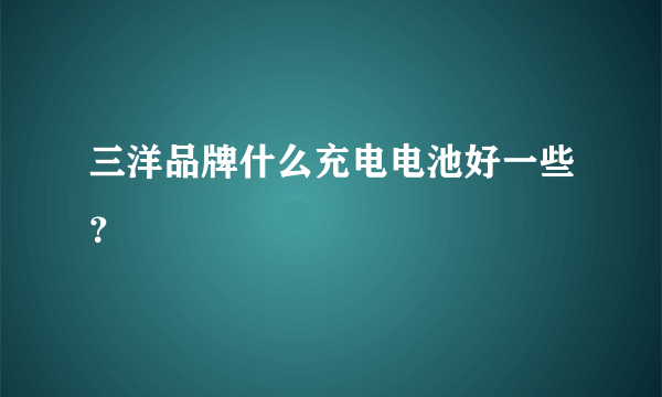 三洋品牌什么充电电池好一些？