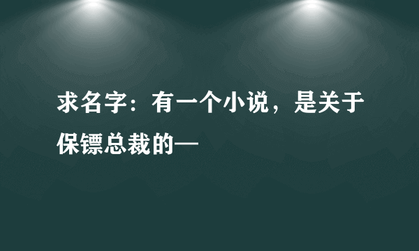 求名字：有一个小说，是关于保镖总裁的—