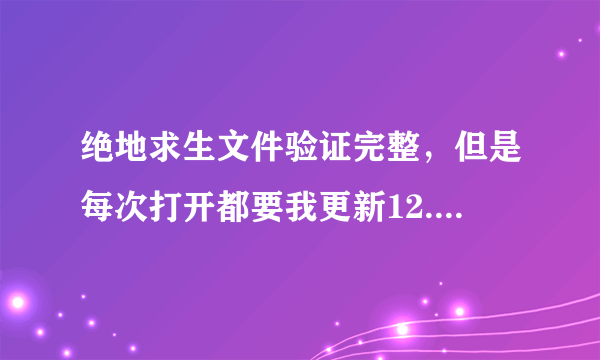 绝地求生文件验证完整，但是每次打开都要我更新12.8G的游戏，无限更新