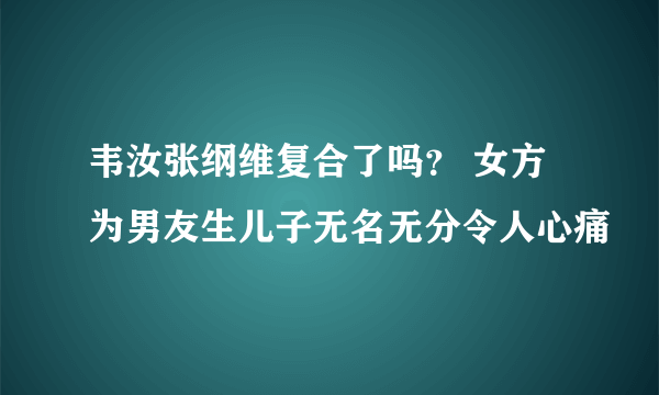 韦汝张纲维复合了吗？ 女方为男友生儿子无名无分令人心痛