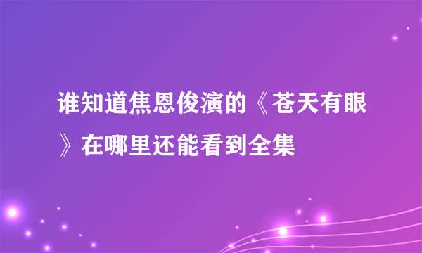 谁知道焦恩俊演的《苍天有眼》在哪里还能看到全集