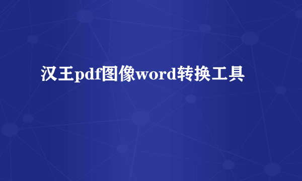 汉王pdf图像word转换工具