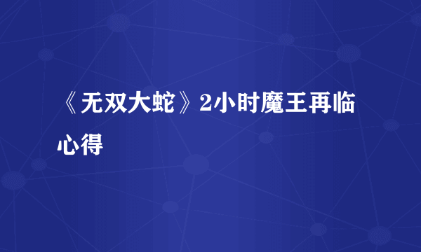 《无双大蛇》2小时魔王再临心得