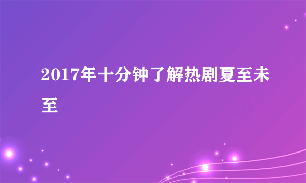 2017年十分钟了解热剧夏至未至