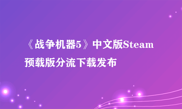 《战争机器5》中文版Steam预载版分流下载发布