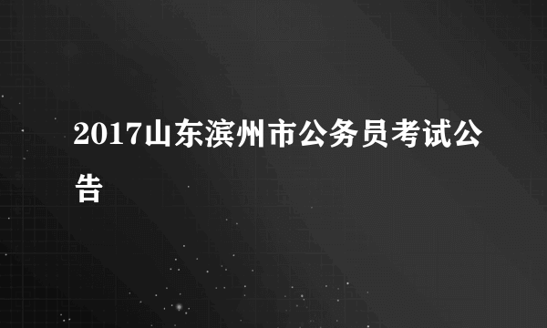 2017山东滨州市公务员考试公告