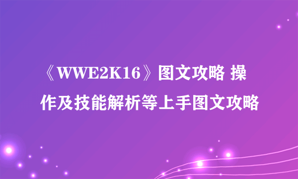 《WWE2K16》图文攻略 操作及技能解析等上手图文攻略